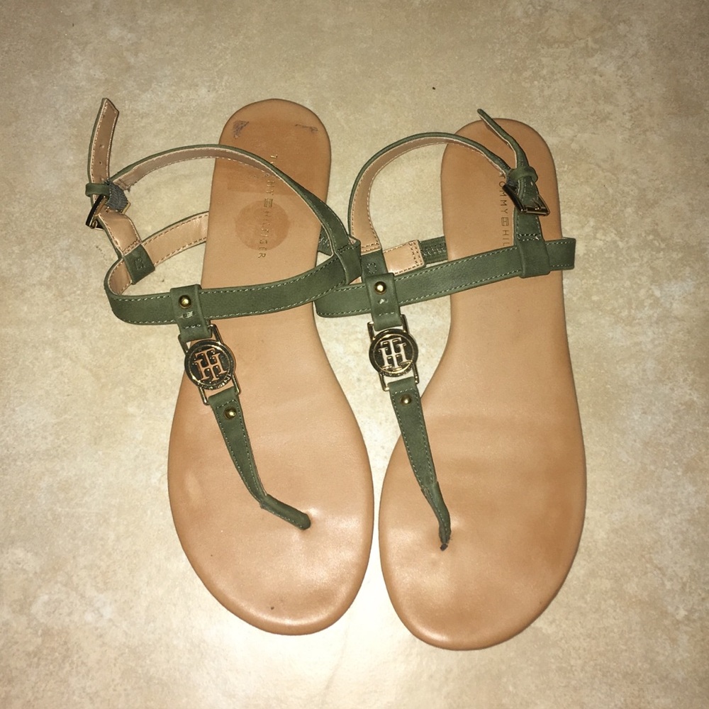 Tommy Hilfiger Olive & Gold Sandals